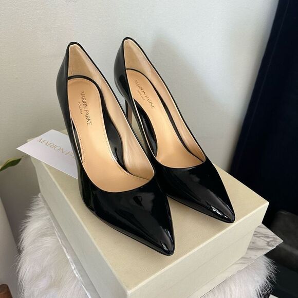 MARION PARKE Must Have Pointed Toe Patent Leather Pump Heel Black, Euro 42 NWT - Picture 15 of 17
